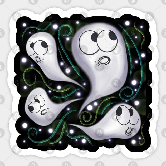 Spooky Cute Ghosts/Ghouls BG Sticker by foxnwombatco 